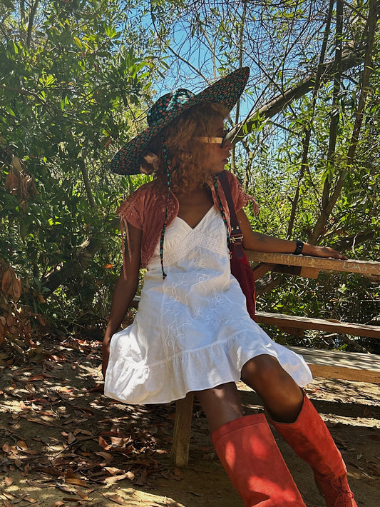 90s white summer dress S