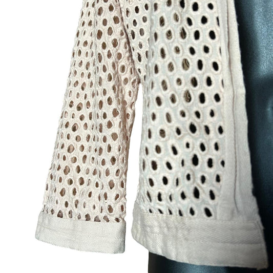 90s nude eyelet cardigan L