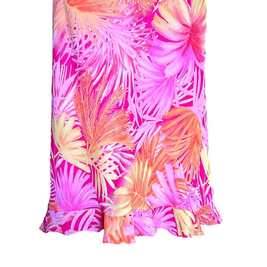 90s magenta floral midi dress M