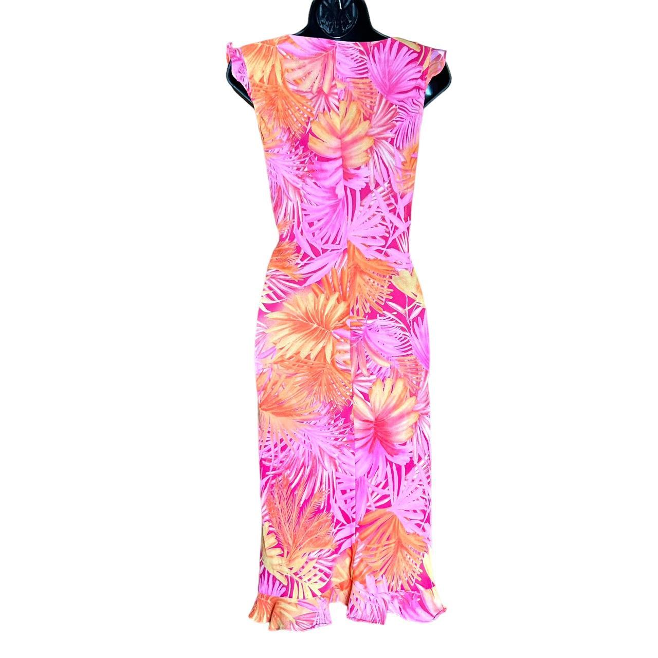 90s magenta floral midi dress M