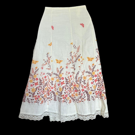 y2k cream floral skirt L