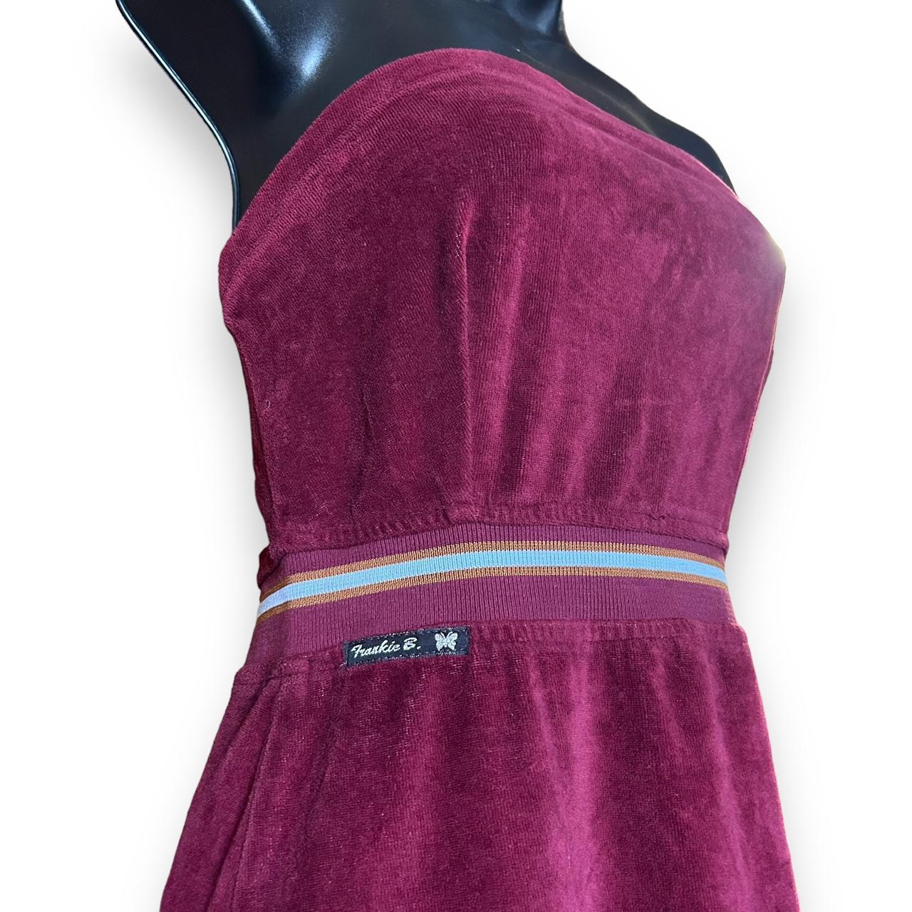 y2k plum velour tube midi dress S