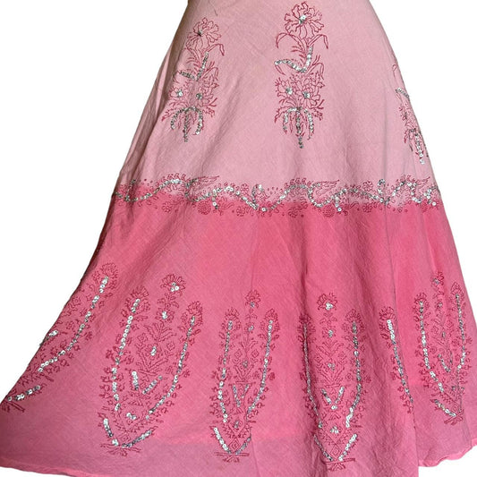 90s pink ombré deadstock midi skirt S