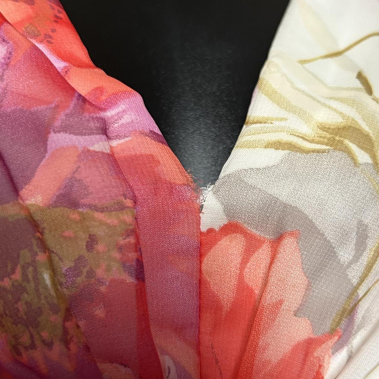 90s cream floral midi dress M