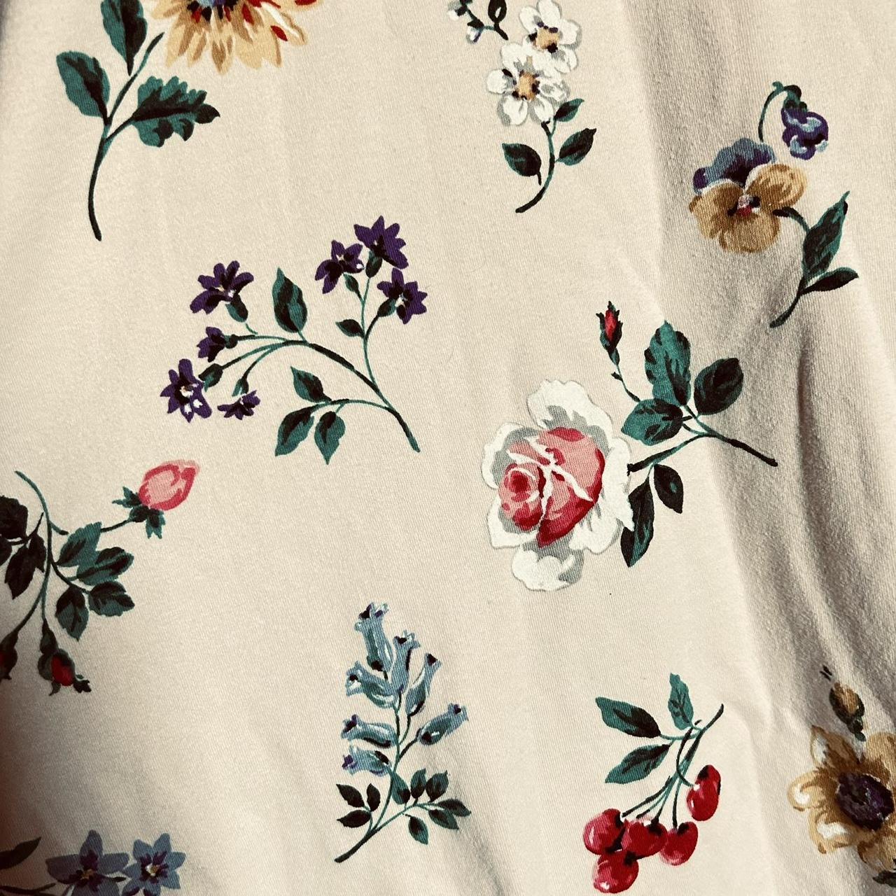 90s vintage pale yellow floral t shirt dress sz s