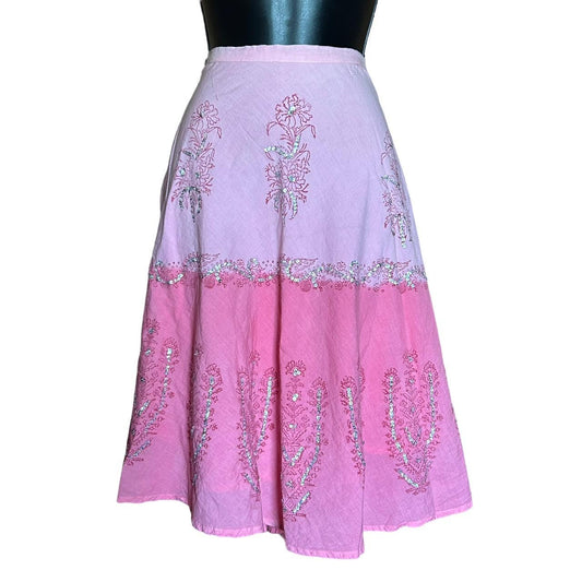 90s pink ombré deadstock midi skirt S