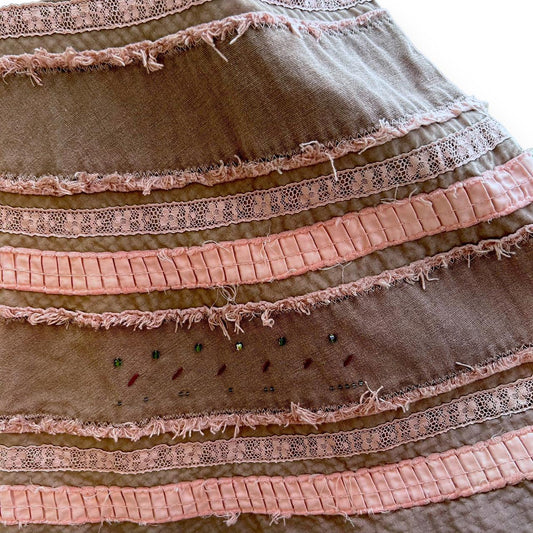 y2k chocolate shabby chic skirt L