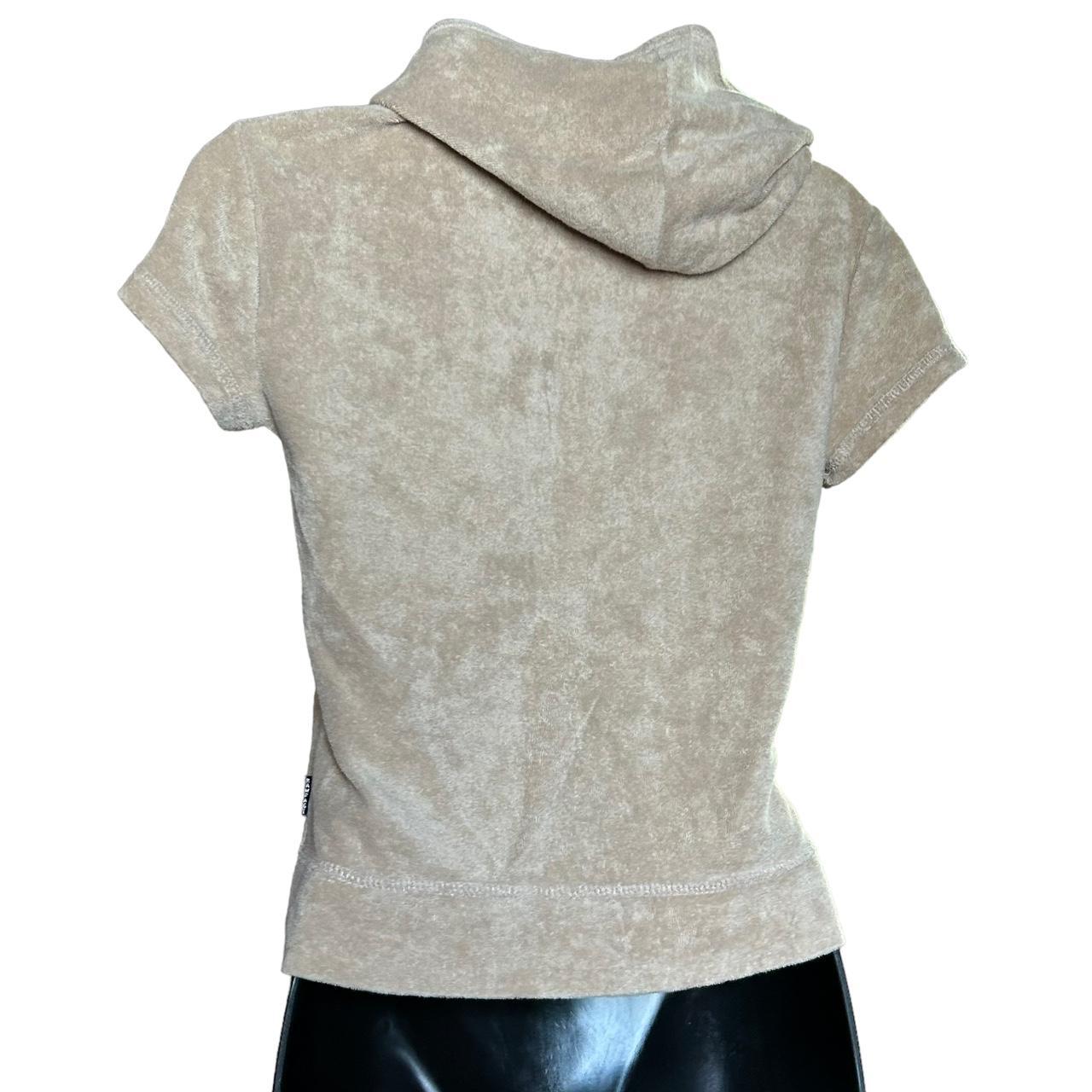 y2k tan velour hoodie S