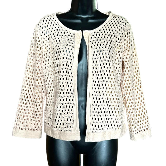 90s nude eyelet cardigan L
