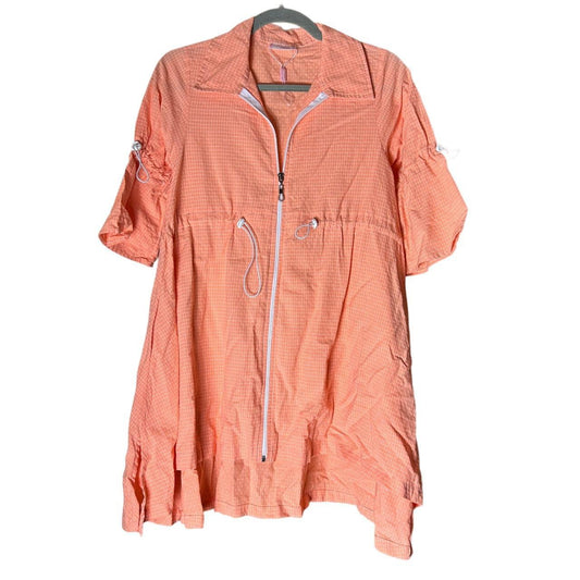 y2k deadstock peach white grid babydoll dress S