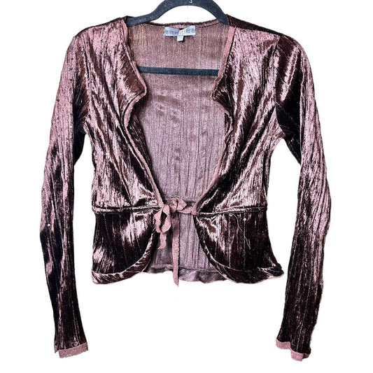 y2k chocolate brown velvet cardigan top XS