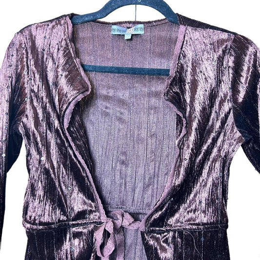 y2k chocolate brown velvet cardigan top XS
