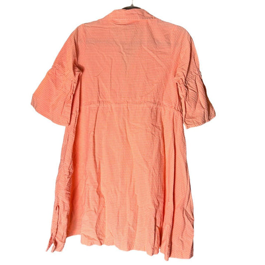 y2k deadstock peach white grid babydoll dress S
