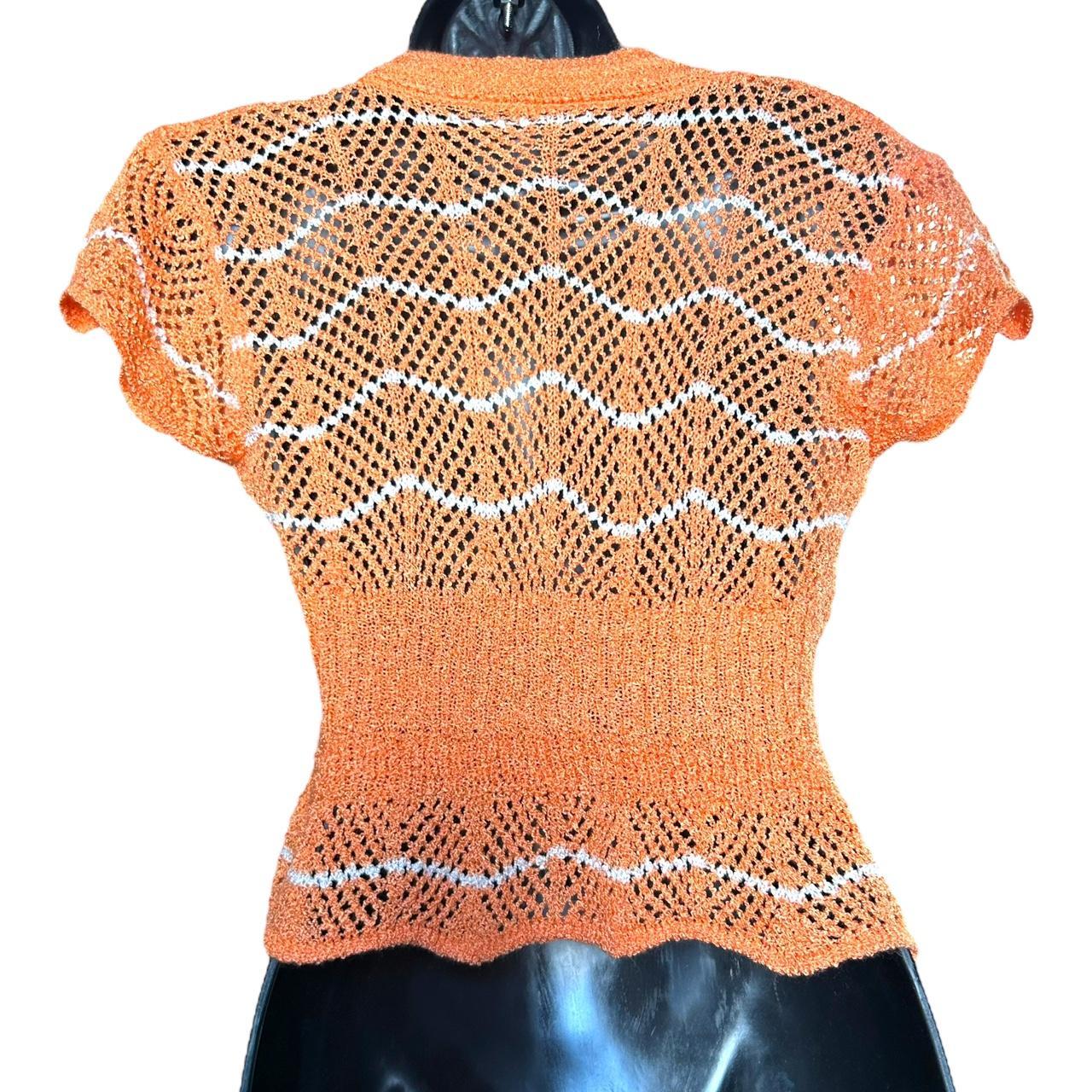 70s orange knitted mesh shrug cardi S/M