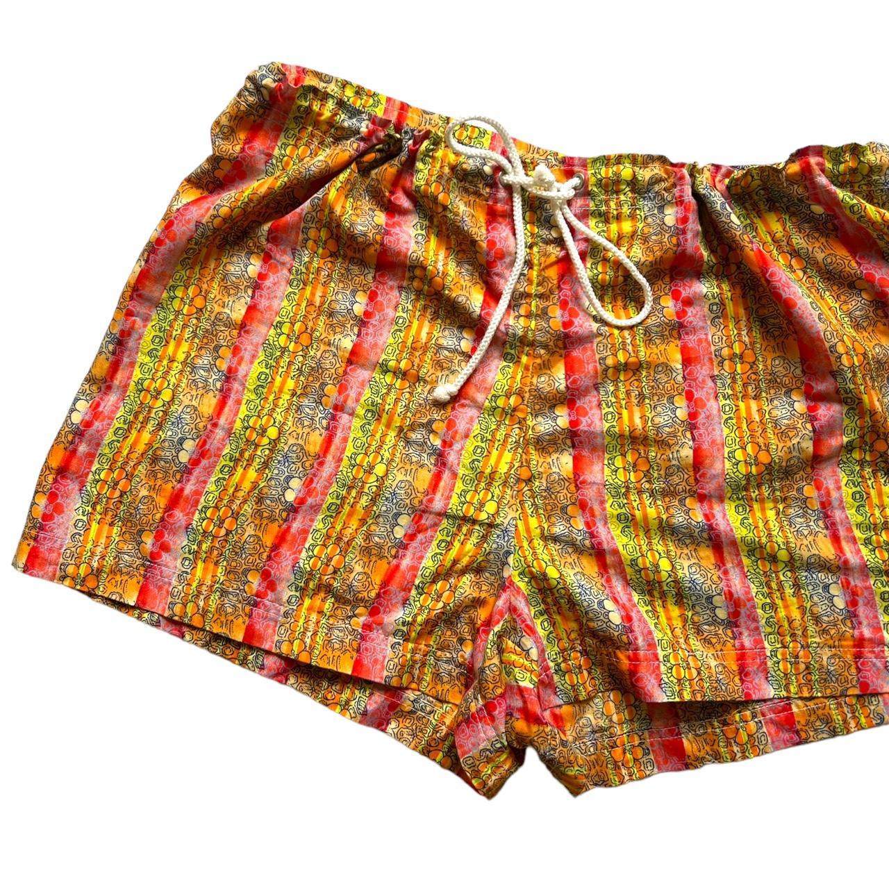 90s floral striped summer shorts M / L