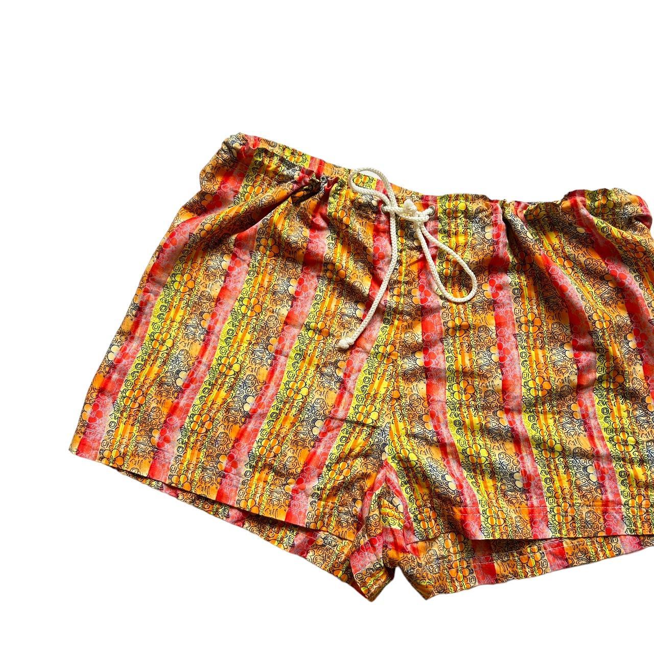 90s floral striped summer shorts M / L