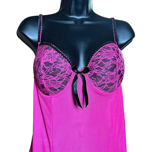 y2k hot pink lingerie chemise top 1X