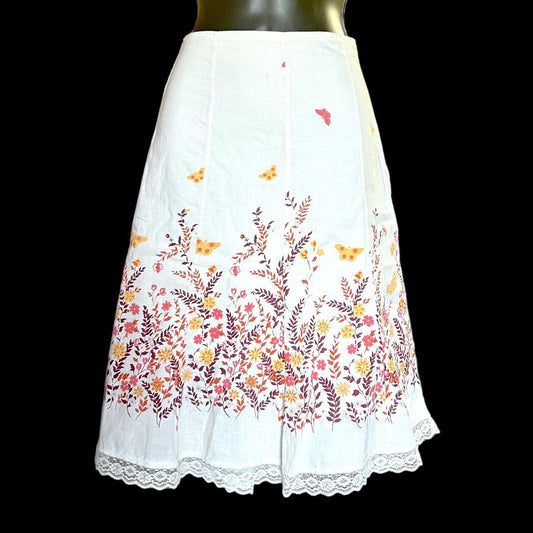y2k cream floral skirt L