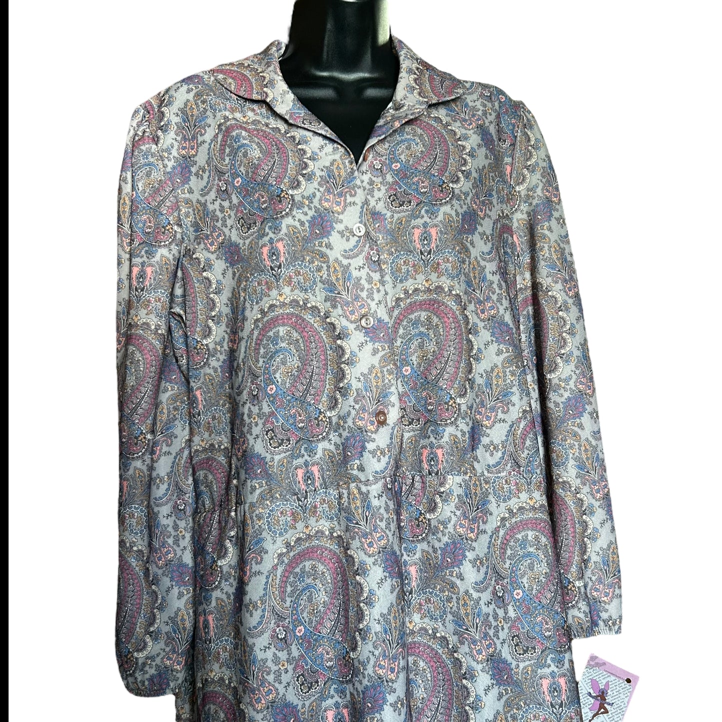 70s grey paisley midi dress 22