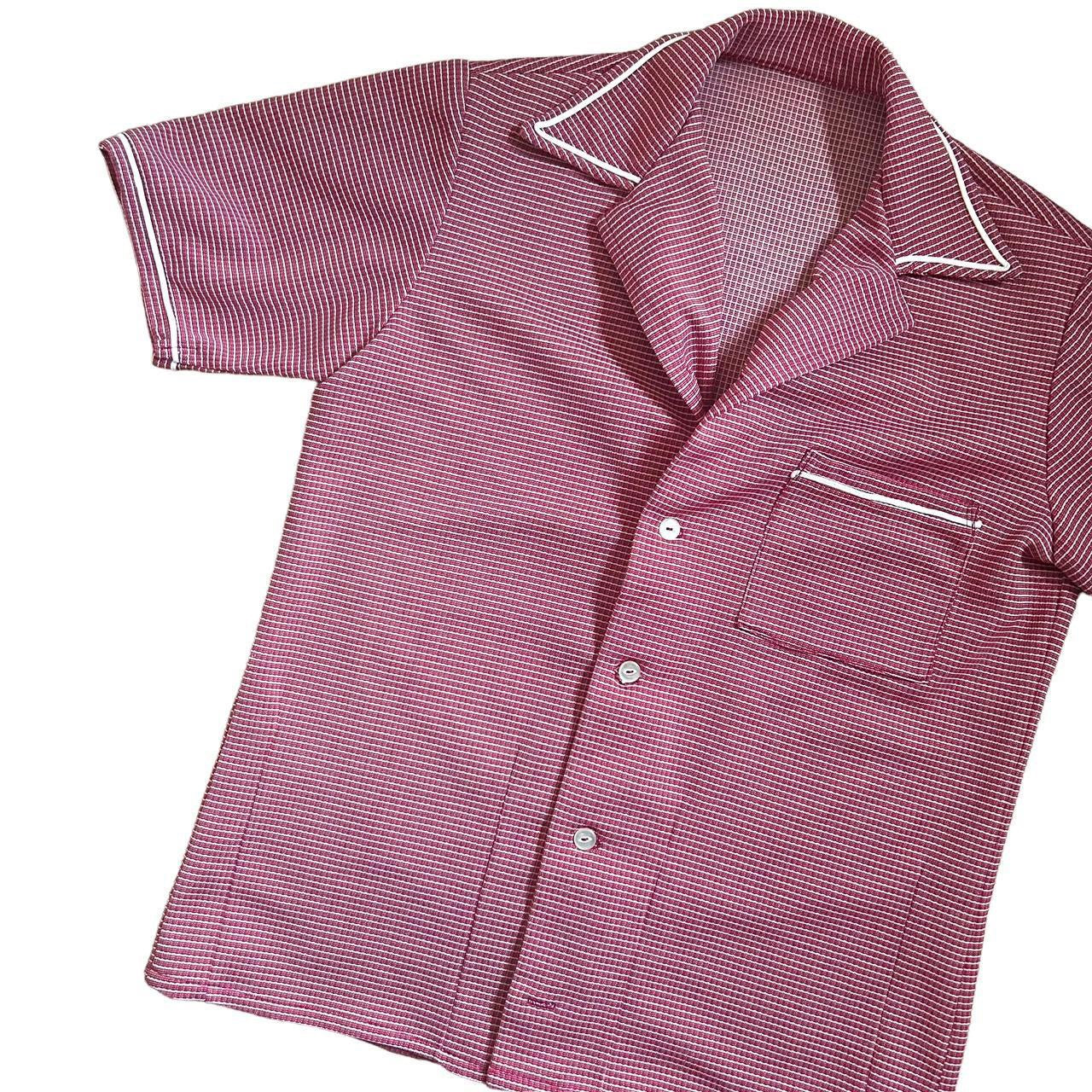 80s gingham plaid blouse M/L