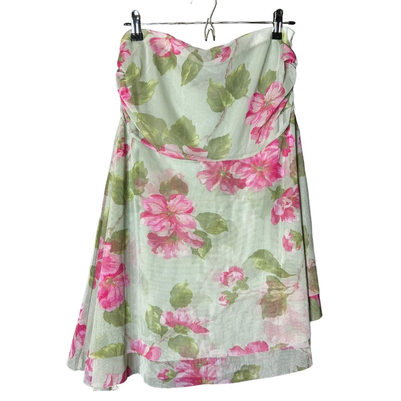 y2k deadstock floral mesh layered skirt M